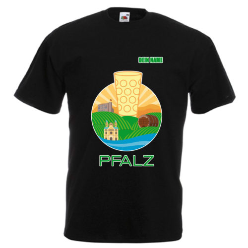 PFALZFANS Pfälzer Schorle-Weinfest-T-Shirt PFALZ-PANORAMA Speyerer Dom Hambacher Schloss Weinstraße Weinberge Haardt Dürkheimer Riesenfass