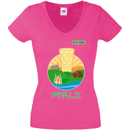 PFALZFANS Pfälzer Schorle-Weinfest-T-Shirt PFALZ-PANORAMA Speyerer Dom Hambacher Schloss Weinstraße Weinberge Haardt Dürkheimer Riesenfass