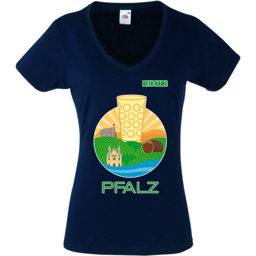 PFALZFANS Pfälzer Schorle-Weinfest-T-Shirt PFALZ-PANORAMA Speyerer Dom Hambacher Schloss Weinstraße Weinberge Haardt Dürkheimer Riesenfass