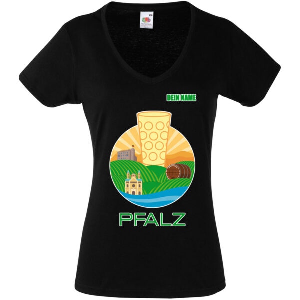 PFALZFANS Pfälzer Schorle-Weinfest-T-Shirt PFALZ-PANORAMA Speyerer Dom Hambacher Schloss Weinstraße Weinberge Haardt Dürkheimer Riesenfass