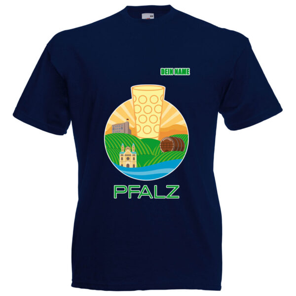 PFALZFANS Pfälzer Schorle-Weinfest-T-Shirt PFALZ-PANORAMA Speyerer Dom Hambacher Schloss Weinstraße Weinberge Haardt Dürkheimer Riesenfass