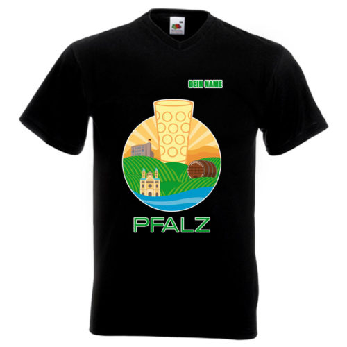 PFALZFANS Pfälzer Schorle-Weinfest-T-Shirt PFALZ-PANORAMA Speyerer Dom Hambacher Schloss Weinstraße Weinberge Haardt Dürkheimer Riesenfass