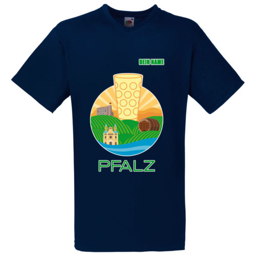 PFALZFANS Pfälzer Schorle-Weinfest-T-Shirt PFALZ-PANORAMA Speyerer Dom Hambacher Schloss Weinstraße Weinberge Haardt Dürkheimer Riesenfass