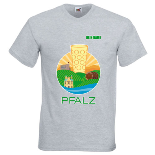 PFALZFANS Pfälzer Schorle-Weinfest-T-Shirt PFALZ-PANORAMA Speyerer Dom Hambacher Schloss Weinstraße Weinberge Haardt Dürkheimer Riesenfass